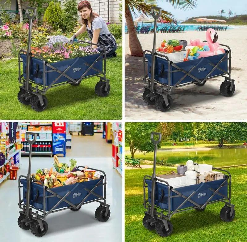 Sekey 94L / 200KG Faltbarer Bollerwagen, mit Bremsen und Extra Breiten Rädern Sekey