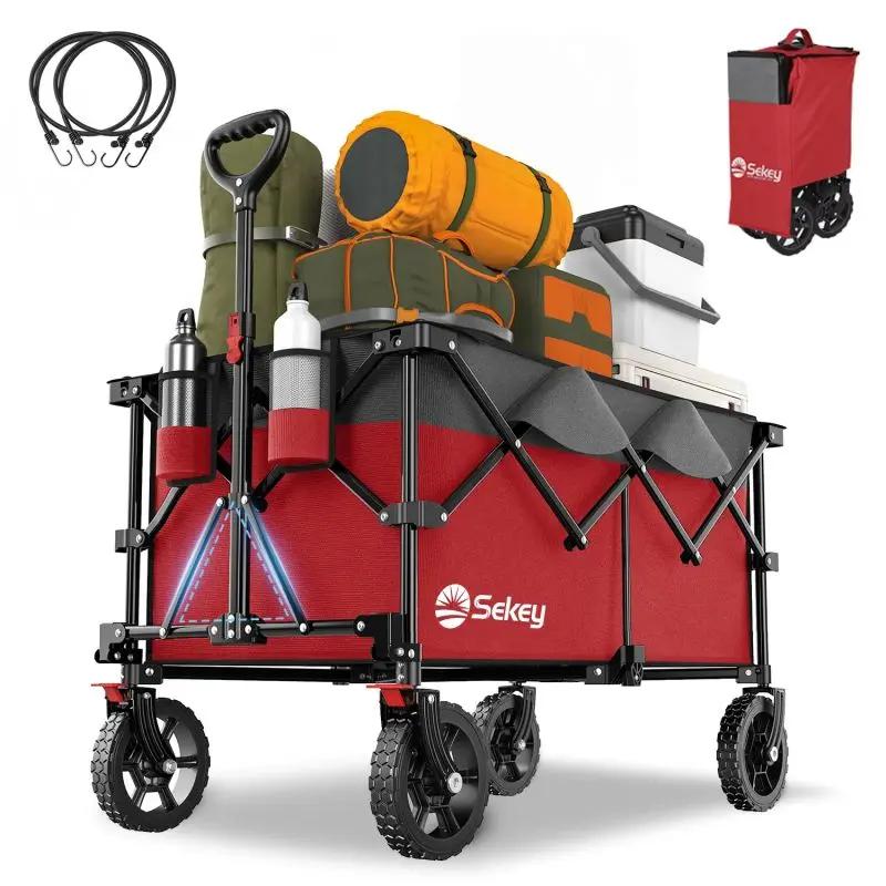 Sekey 200L / 150KG Faltbarer Bollerwagen, Patentiert Zusammenfaltbar aus Vier Richtungen, mit Bremsen Sekey