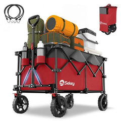 Sekey 200L / 150KG Faltbarer Bollerwagen, Patentiert Zusammenfaltbar aus Vier Richtungen, mit Bremsen Sekey