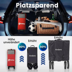 Sekey 200L / 150KG Faltbarer Bollerwagen, Patentiert Zusammenfaltbar aus Vier Richtungen, mit Bremsen Sekey