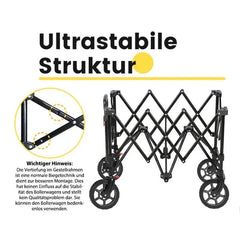 Sekey 200L / 150KG Faltbarer Bollerwagen, Patentiert Zusammenfaltbar aus Vier Richtungen, mit Bremsen Sekey