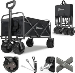 Sekey 94L / 200KG Faltbarer Bollerwagen, mit Bremsen und Extra Breiten Rädern Sekey