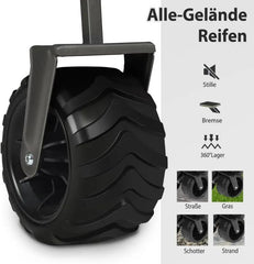 Sekey 94L / 200KG Faltbarer Bollerwagen, mit Bremsen und Extra Breiten Rädern Sekey