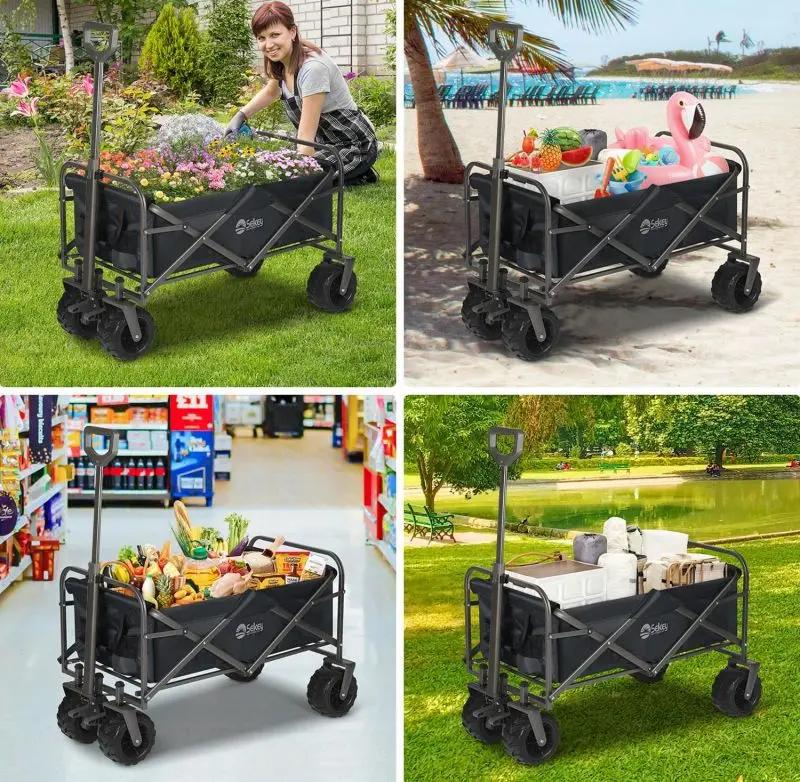 Sekey 94L / 200KG Faltbarer Bollerwagen, mit Bremsen und Extra Breiten Rädern Sekey