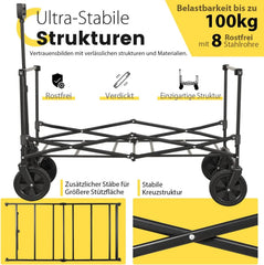 Sekey 160L / 100KG Faltbarer Bollerwagen, mit Praktischem Reißverschluss Sekey
