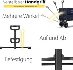 Sekey 160L / 100KG Faltbarer Bollerwagen, mit Praktischem Reißverschluss Sekey