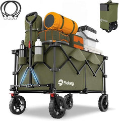 Sekey 200L / 150KG Faltbarer Bollerwagen, Patentiert Zusammenfaltbar aus Vier Richtungen, mit Bremsen Sekey