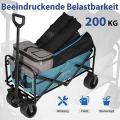 Sekey 94L / 200KG Faltbarer Bollerwagen, mit Bremsen und Extra Breiten Rädern Sekey