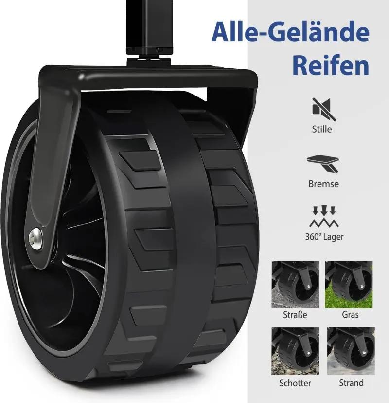 Sekey 94L / 200KG Faltbarer Bollerwagen, mit Bremsen und Extra Breiten Rädern Sekey