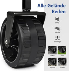 Sekey 94L / 200KG Faltbarer Bollerwagen, mit Bremsen und Extra Breiten Rädern Sekey