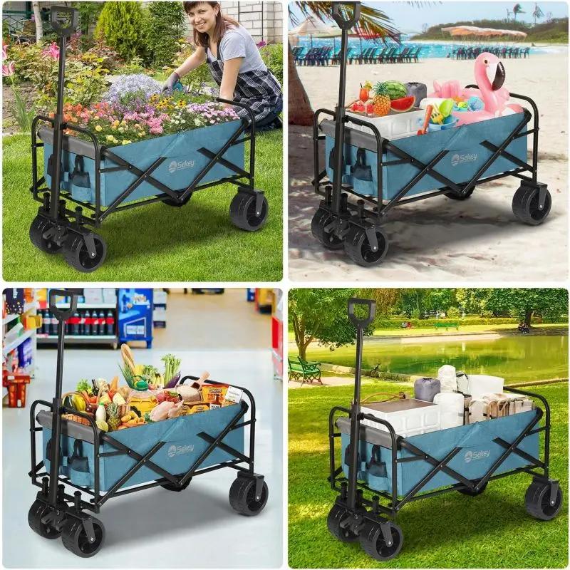 Sekey 94L / 200KG Faltbarer Bollerwagen, mit Bremsen und Extra Breiten Rädern Sekey