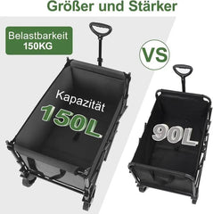 Sekey 150L / 150KG Faltbarer Bollerwagen mit Dach, Bremsen Sekey