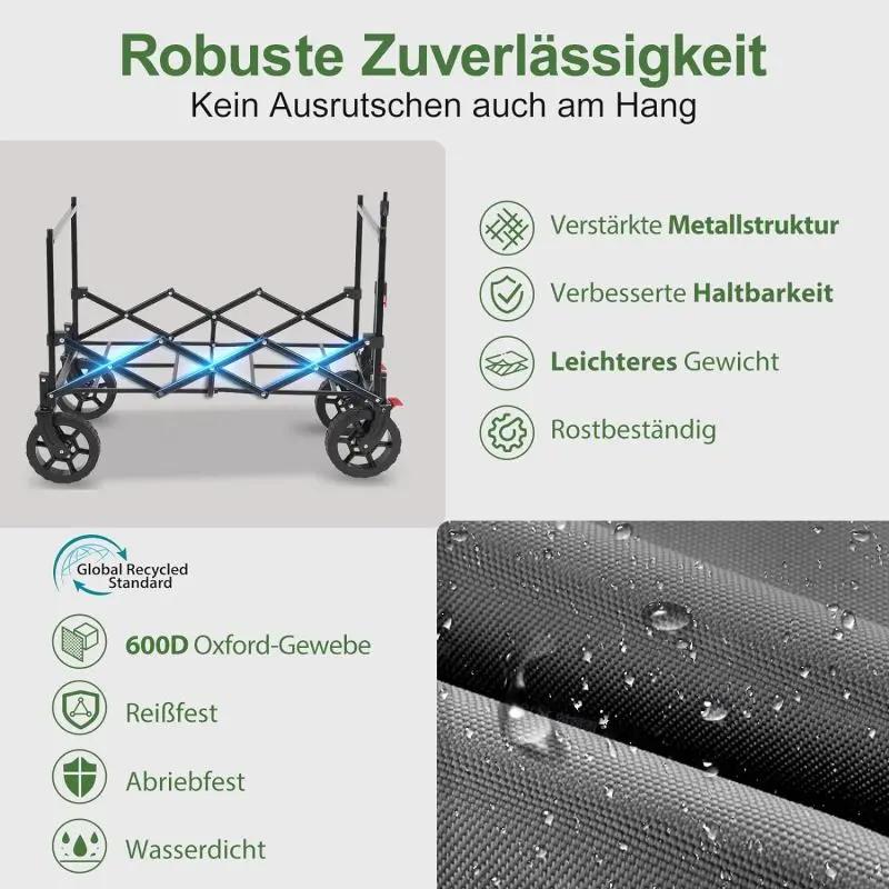 Sekey 150L / 150KG Faltbarer Bollerwagen mit Dach, Bremsen Sekey