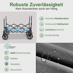 Sekey 150L / 150KG Faltbarer Bollerwagen mit Dach, Bremsen Sekey
