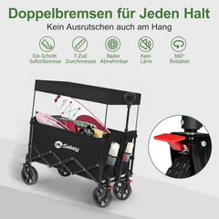 Sekey 150L / 150KG Faltbarer Bollerwagen mit Dach, Bremsen Sekey