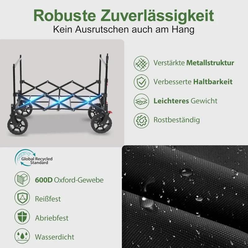 Sekey 150L / 150KG Faltbarer Bollerwagen mit Dach, Bremsen Sekey
