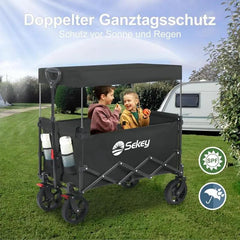 Sekey 150L / 150KG Faltbarer Bollerwagen mit Dach, Bremsen Sekey
