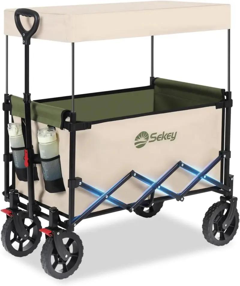 Sekey 150L / 150KG Faltbarer Bollerwagen mit Dach, Bremsen Sekey