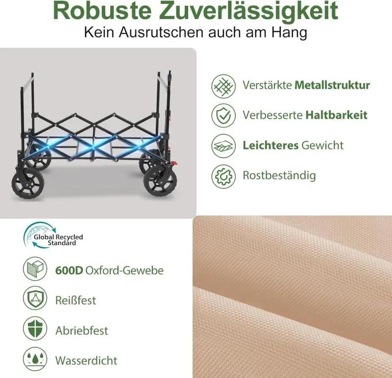 Sekey 150L / 150KG Faltbarer Bollerwagen mit Dach, Bremsen Sekey