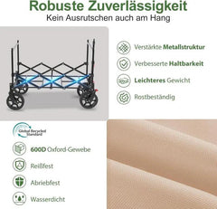 Sekey 150L / 150KG Faltbarer Bollerwagen mit Dach, Bremsen Sekey
