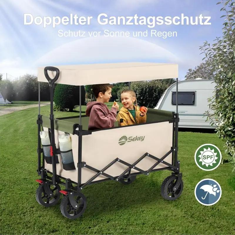 Sekey 150L / 150KG Faltbarer Bollerwagen mit Dach, Bremsen Sekey