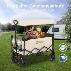 Sekey 150L / 150KG Faltbarer Bollerwagen mit Dach, Bremsen Sekey