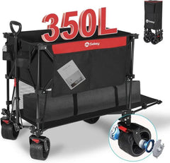 Sekey 350L / 120KG Doppel Faltbarer Bollerwagen, Patentiert Zusammenfaltbar aus Vier Richtungen, mit Bremsen und Extra Breiten Rädern Sekey