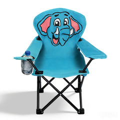 Sunula Kinder Klappstuhl Outdoor – Campingstuhl mit Elefant-Motiv Blau & Getränkehalter, faltbar & leicht für Garten, Picknick & Camping