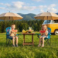 Sunula Kinder Klappstuhl Outdoor – Campingstuhl mit Elefant-Motiv Blau & Getränkehalter, faltbar & leicht für Garten, Picknick & Camping