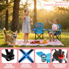 Sunula Kinder Klappstuhl Outdoor – Campingstuhl mit Elefant-Motiv Blau & Getränkehalter, faltbar & leicht für Garten, Picknick & Camping
