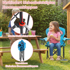 Sunula Kinder Klappstuhl Outdoor – Campingstuhl mit Elefant-Motiv Blau & Getränkehalter, faltbar & leicht für Garten, Picknick & Camping
