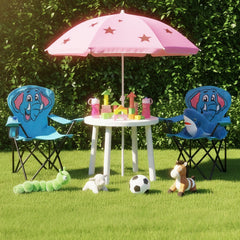 Sunula Kinder Klappstuhl Outdoor – Campingstuhl mit Elefant-Motiv Blau & Getränkehalter, faltbar & leicht für Garten, Picknick & Camping