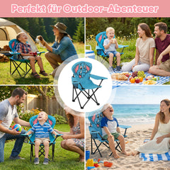 Sunula Kinder Klappstuhl Outdoor – Campingstuhl mit Elefant-Motiv Blau & Getränkehalter, faltbar & leicht für Garten, Picknick & Camping