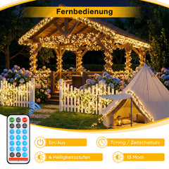 Solar Lichterkette mit Fernbedienung, Timerfunktion und automatischem Dämmerungssensor