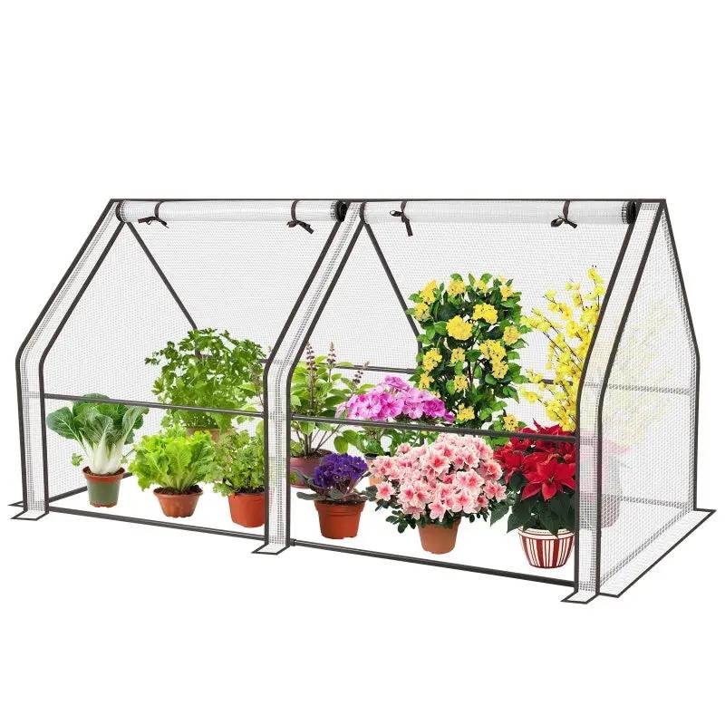 Sekey Foliengewächshaus mit Zwei Reißverschlusstüren 180 x 90 x 90 cm,Weiß Sekey