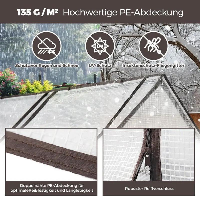 Sekey Foliengewächshaus mit Zwei Reißverschlusstüren 180 x 90 x 90 cm,Weiß Sekey