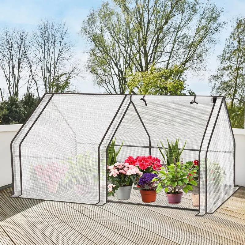 Sekey Foliengewächshaus mit Zwei Reißverschlusstüren 180 x 90 x 90 cm,Weiß Sekey