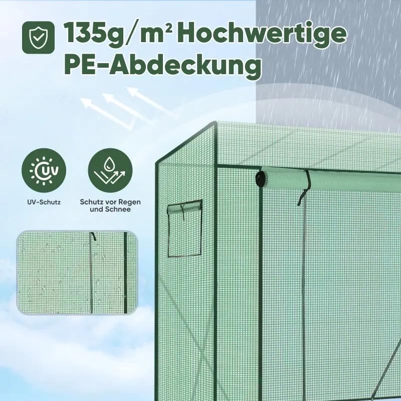 Sekey Foliengewächshaus mit Schrägdach, 200 cm x 77 cm x 146/169 cm Sekey