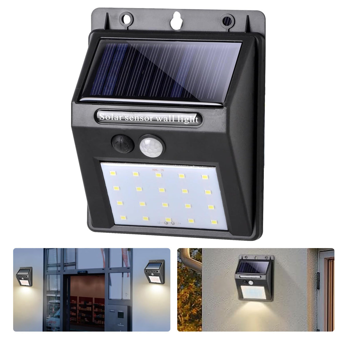 Salcar Solar Wandleuchten mit Bewegungsmelder, 800 Lumen, Warmweiß, IP44 Wasserdicht – Solarlampen für Außenbereich, Garten, Balkon, Terrasse SEKEYMALL