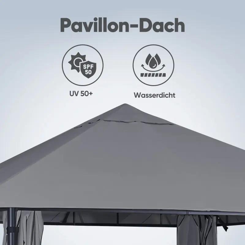 Sekey Garten Pavillon 3x3 m Wasserdicht Stabil Partyzelt, Gartenzelt mit 4 Seitenteile Reißverschluss, 180g/㎡ Polyester Sekey