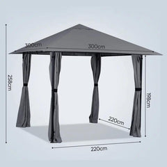 Sekey Garten Pavillon 3x3 m Wasserdicht Stabil Partyzelt, Gartenzelt mit 4 Seitenteile Reißverschluss, 180g/㎡ Polyester Sekey