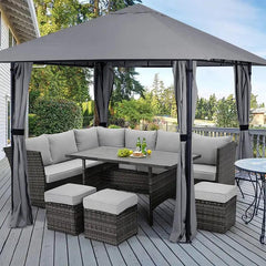 Sekey Garten Pavillon 3x3 m Wasserdicht Stabil Partyzelt, Gartenzelt mit 4 Seitenteile Reißverschluss, 180g/㎡ Polyester Sekey