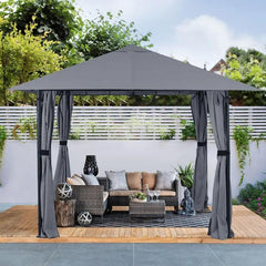Sekey Garten Pavillon 3x3 m Wasserdicht Stabil Partyzelt, Gartenzelt mit 4 Seitenteile Reißverschluss, 180g/㎡ Polyester Sekey