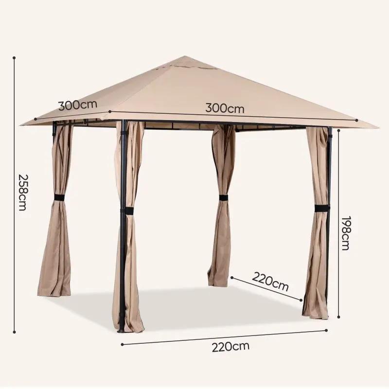 Sekey Garten Pavillon 3x3 m Wasserdicht Stabil Partyzelt, Gartenzelt mit 4 Seitenteile Reißverschluss, 180g/㎡ Polyester Sekey