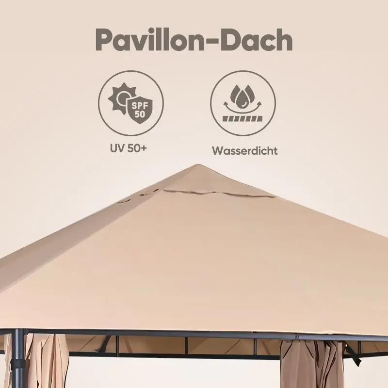 Sekey Garten Pavillon 3x3 m Wasserdicht Stabil Partyzelt, Gartenzelt mit 4 Seitenteile Reißverschluss, 180g/㎡ Polyester Sekey