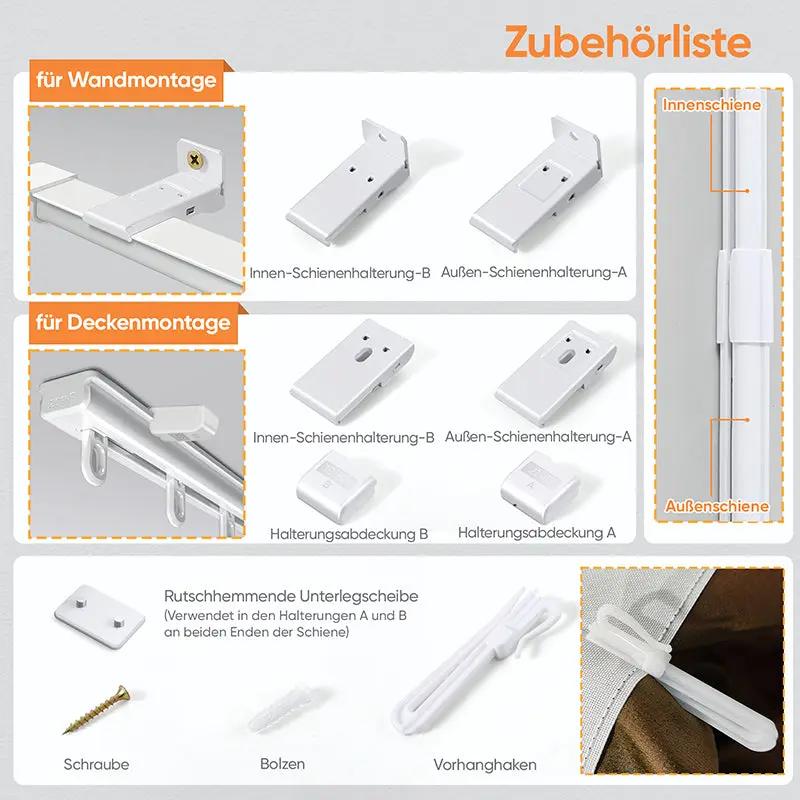 Sekey Gardinenstange Ausziehbar Gardinenschiene 1-läufig Alu-Vorhangschiene teleskopisch Sekey
