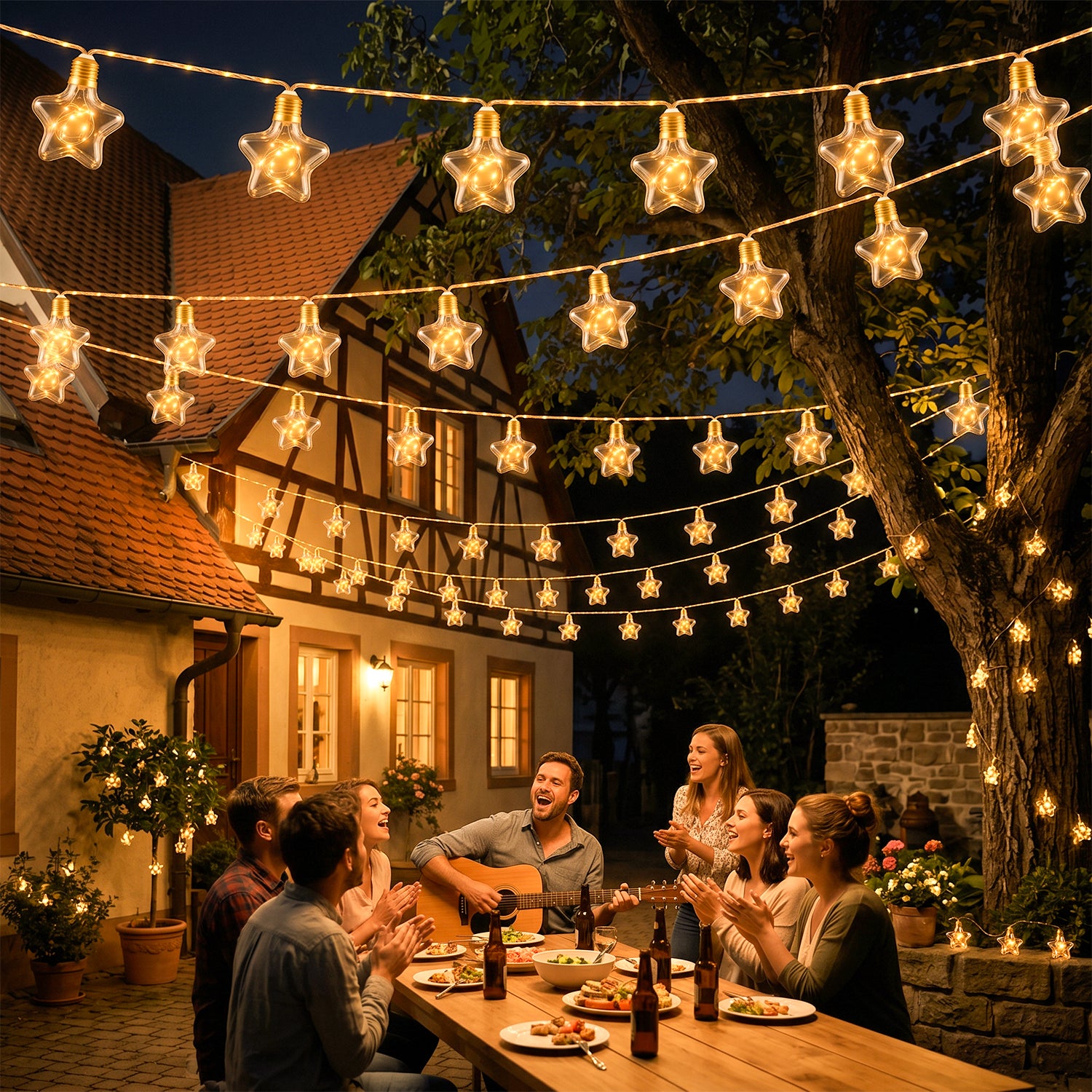 Vintage Solar Lichterkette als stimmungsvolle Gartenbeleuchtung für gemütliche Sommerabende