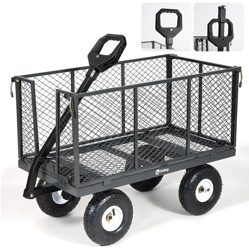 Sekey 200L / 500KG Gartenwagen mit abnehmbaren Seitenteilen und Gummiluftreifen Sekey