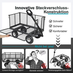Sekey 200L / 500KG Gartenwagen mit abnehmbaren Seitenteilen und Gummiluftreifen Sekey