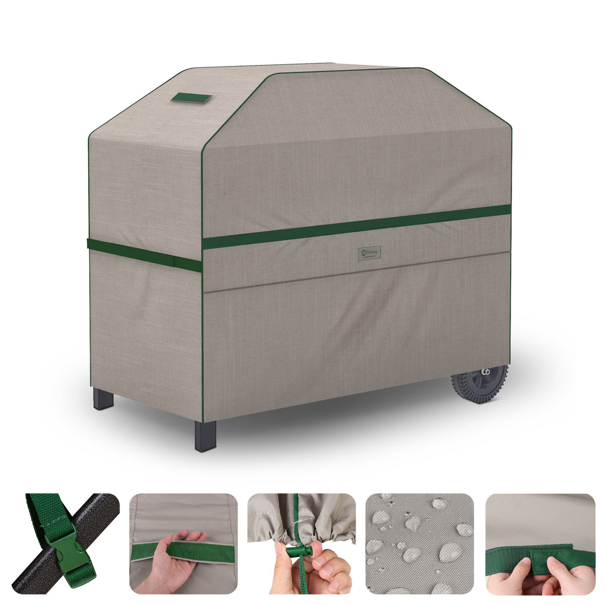 Sekey Grill-Schutzhülle 162×62×112 cm – Wetterfeste Grillabdeckung für Holzkohlegrill & Grillwagen, Wasserabweisend, UV-beständig, Windfest